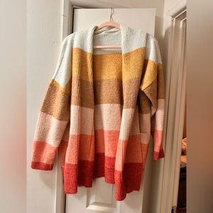 Striped Multicolor Open Front Cardigan